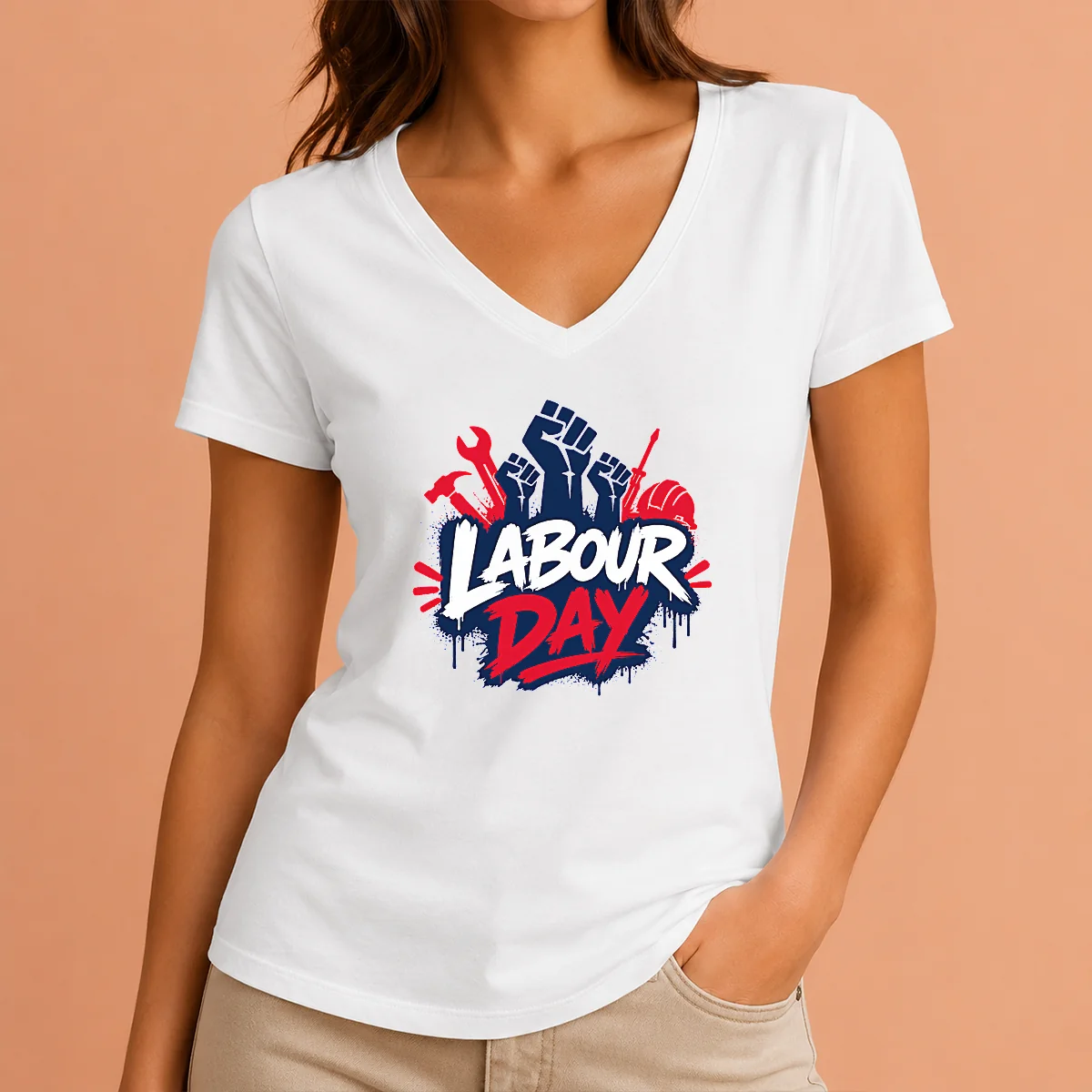 Nice Pretty Labour Day Raised Fists V-Neck Shirt Nice Pretty Labour Day Raised Fists V-Neck Shirt