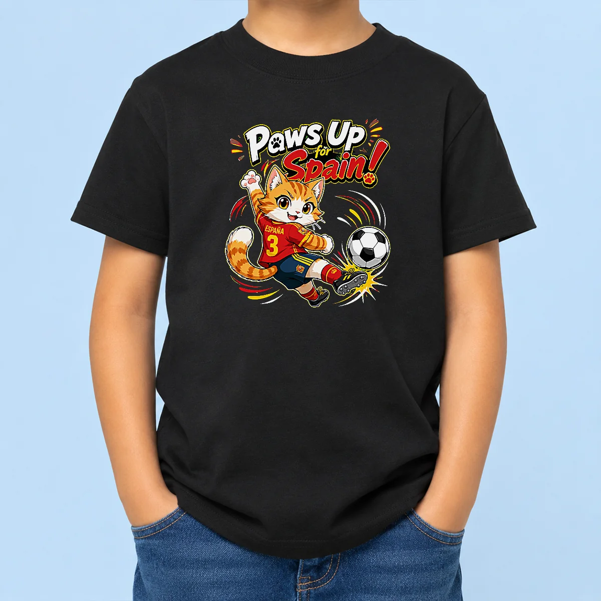Official Nice Spanish Soccer Cat Meme Anime Kids T-Shirt