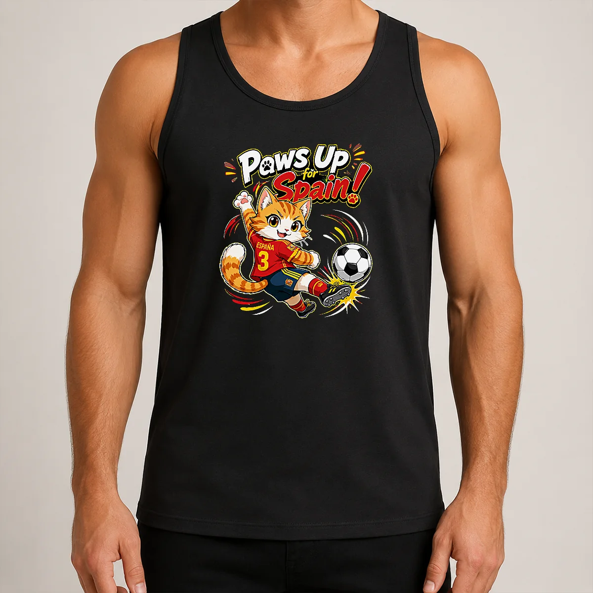Official Nice Spanish Soccer Cat Meme Anime Tank Top