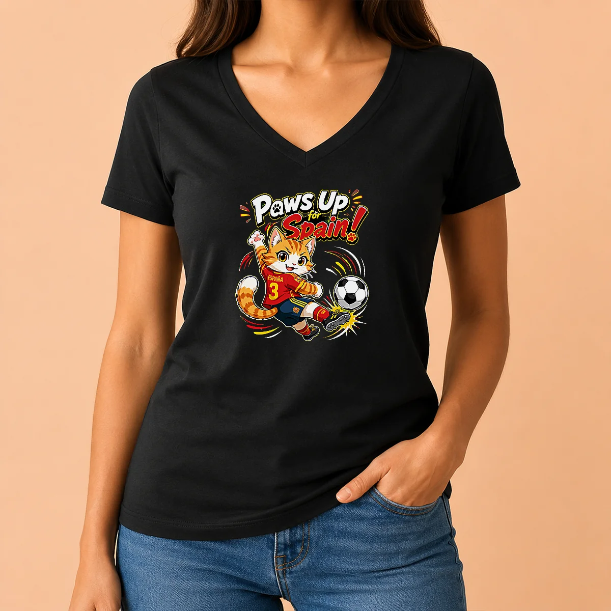 Official Nice Spanish Soccer Cat Meme V-Neck Shirt Official Nice Spanish Soccer Cat Meme V-Neck Shirt