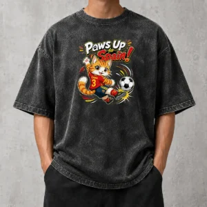 Official Nice Spanish Soccer Cat Meme Anime Washed T-Shirt