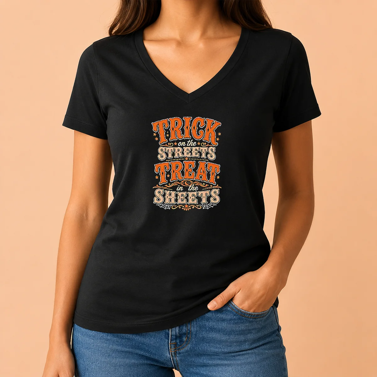 Original Halloween Trick On The Streets V-Neck Shirt Original Halloween Trick On The Streets V-Neck Shirt