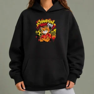 Premium Hot Spanish Soccer Cat Champion Vibes Graffiti Hoodie
