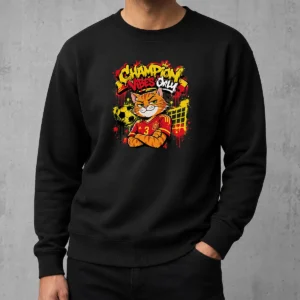 Premium Hot Spanish Soccer Cat Champion Vibes Graffiti Sweater