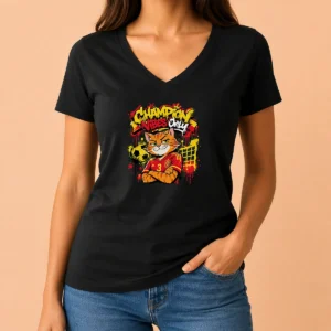 Premium Hot Spanish Soccer Cat Champion Vibes Graffiti V-Neck Shirt