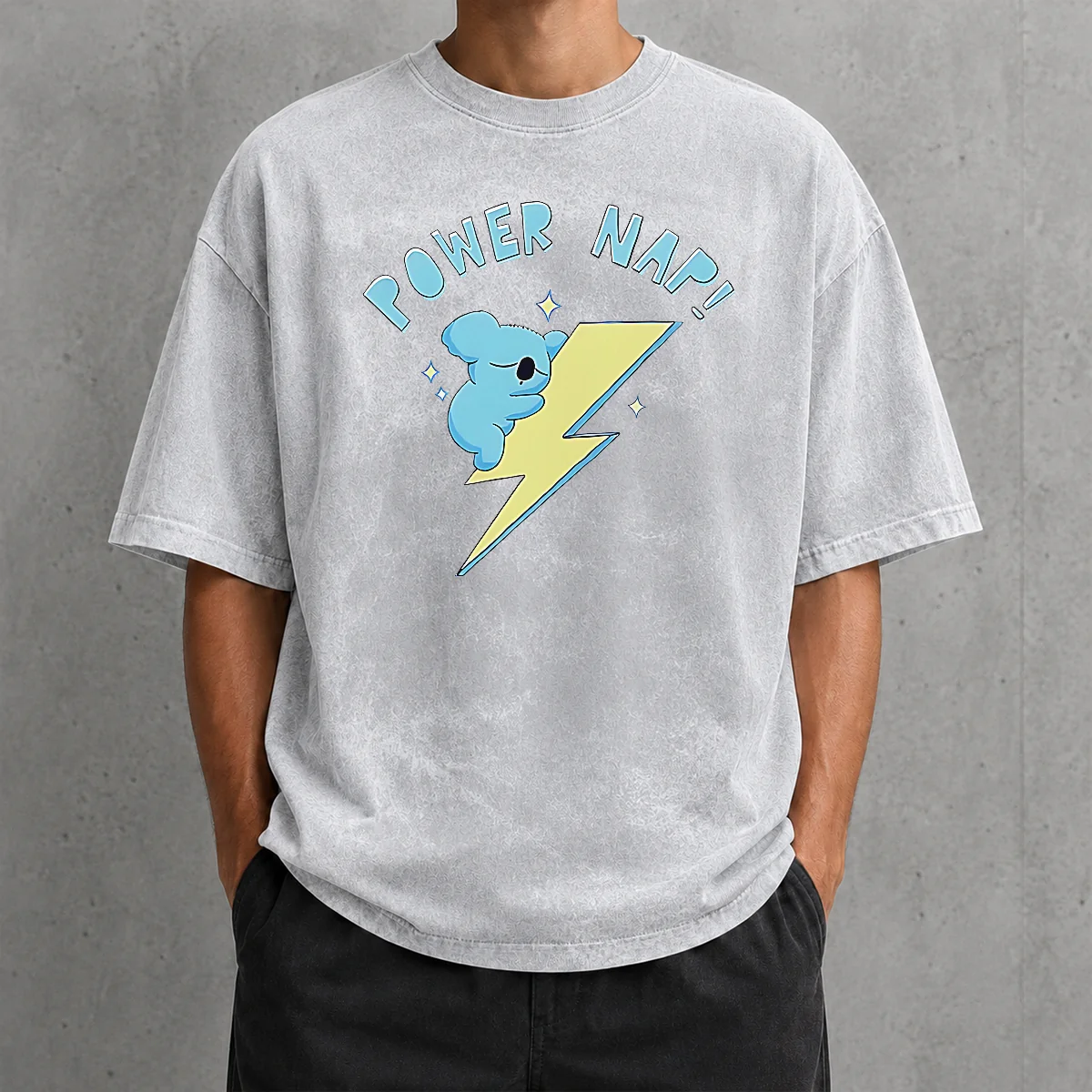 Premium Nice Koya BT21 Power Nap Lightning Bolt Sleeping Washed T-Shirt