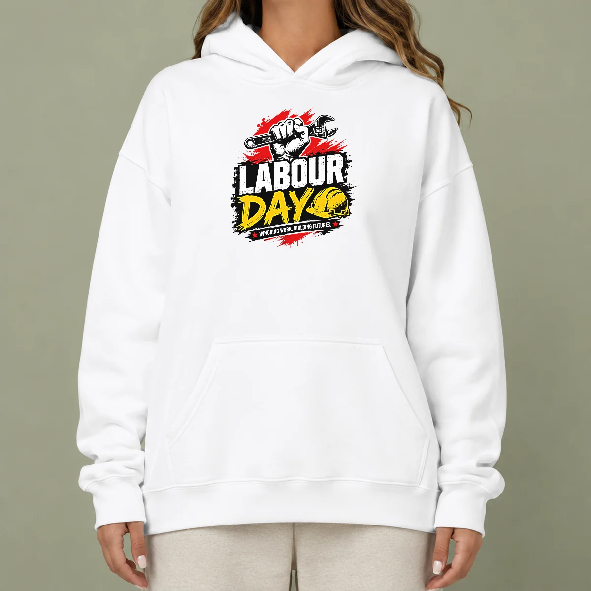 Premium Official Labour Day Fist Wrench Building Futures Grunge Hoodie