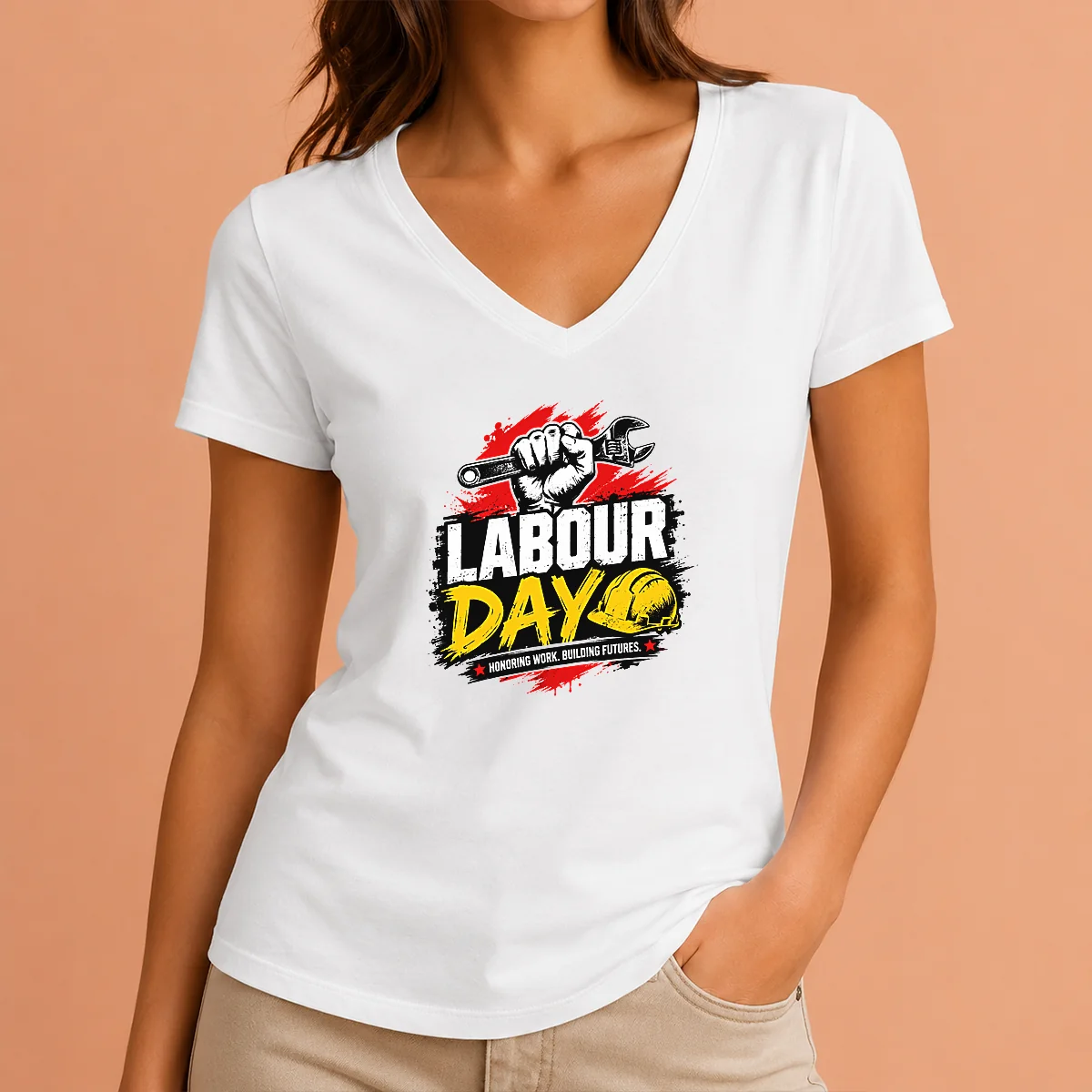 Premium Official Labour Day Fist Wrench V-Neck Shirt Premium Official Labour Day Fist Wrench V-Neck Shirt