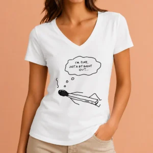 Premium Pretty Burnt Match Resting I Am Fine Just A Bit Burnt Out V-Neck Shirt