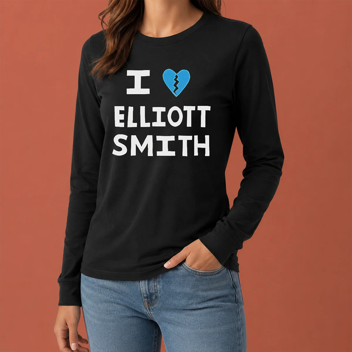 Premium Pretty I Heart Elliott Smith Indie Rock Singer Songwriter Long Sleeve Shirt