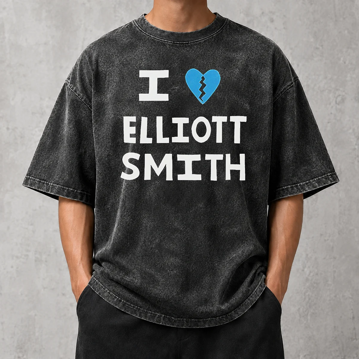 Premium Pretty I Heart Elliott Smith Indie Rock Singer Songwriter Washed T-Shirt