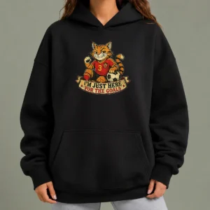 Pretty Premium Spanish Soccer Cat Meme Im Just Here For The Goals Retro Dis Hoodie