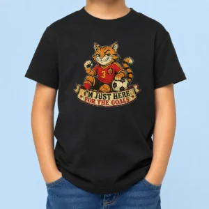 Pretty Premium Spanish Soccer Cat Meme Im Just Here For The Goals Retro Dis Kids T-Shirt