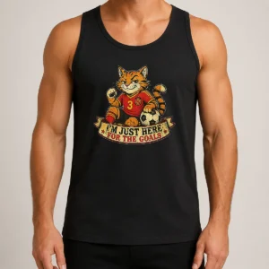 Pretty Premium Spanish Soccer Cat Meme Im Just Here For The Goals Retro Dis Tank Top