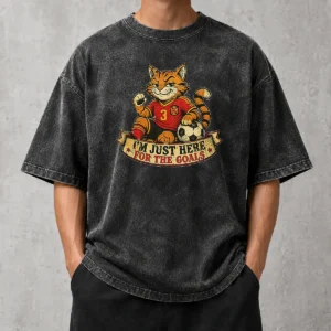 Pretty Premium Spanish Soccer Cat Meme Im Just Here For The Goals Retro Dis Washed T-Shirt