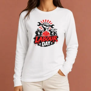 Top Nice Labour Day Workers Silhouette Fist Wrench Grunge Long Sleeve Shirt